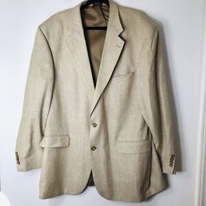 Oscar de LaRenta blazer jacket sports coat 46 long tan silk vintage India